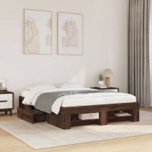Cadre de lit sans matelas chêne marron 140x190 cm