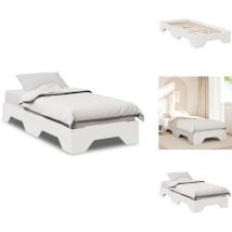 Cadre de lit sans matelas empilable blanc 80x200 cm bois massif - Cadre De Lit - Cadres De Lit - Lit Empilable - Lit Simple Empilable