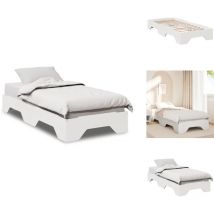Cadre de lit sans matelas empilable blanc 90x200 cm bois massif - Cadre De Lit - Cadres De Lit - Lit Empilable - Lit Simple Empilable