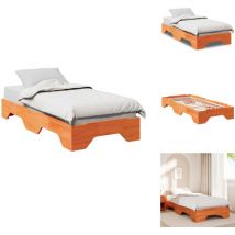 Cadre de lit sans matelas empilable cire marron 90x190 cm - Cadre De Lit - Cadres De Lit - Lit Empilable - Lit Simple Empilable