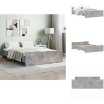 Cadre de lit sans matelas gris béton 140x190 cm - Cadre De Lit - Lit Deux Personnes - Lit Double - Lit Gris - Lit Design