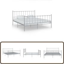 Cadre de lit sans matelas gris métal 180x200 cm - Cadre De Lit - Lit Double - Lit Metal - Lit Gris - Literie