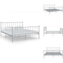Cadre de lit sans matelas gris métal 180x200 cm - Cadre De Lit - Lit Double - Lit Metal - Lit Gris - Literie