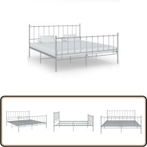 Cadre de lit sans matelas gris métal 200x200 cm - Cadre De Lit - Lit Double - Lit Metal - Lit Gris - Literie
