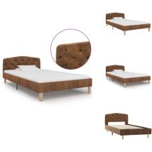 Cadre de lit sans matelas marron similicuir daim 90x200 cm - Cadre De Lit - Lit Double - Lit Moderne - Lit En Cuir - Lit Confortable