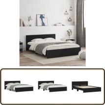 Cadre de lit sans matelas noir 150x200 cm - Cadre De Lit - Lit Double - Lit Noir - Lit Design - Literie