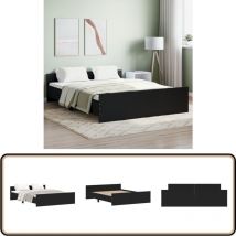 Cadre de lit sans matelas noir 160x200 cm - Cadre De Lit - Lit Double - Lit Noir - Lit Design - Literie