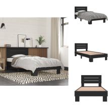 Cadre de lit sans matelas noir 90x200 cm - Cadre De Lit - Lit Double - Lit Noir - Lit Design - Literie