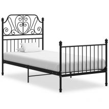 Torana - Cadre de lit sans matelas noir métal 100x200 cm