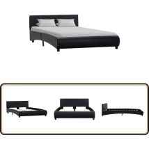 Cadre de lit sans matelas noir similicuir 140x200 cm - Cadre De Lit - Lit Double - Lit En Simili Cuir - Lit Moderne - Lit Design
