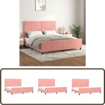Cadre de lit sans matelas rose velours - Lit Double - Chambre à Coucher - Cadre De Lit - Lit Rose - Lit Velours