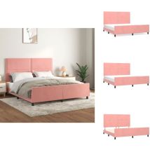 Cadre de lit sans matelas rose velours - Lit Double - Chambre À Coucher - Cadre De Lit - Lit Rose - Lit Velours