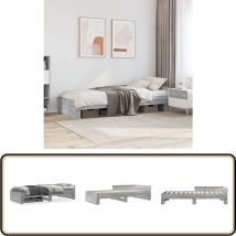 Cadre de lit sans matelas sonoma gris 100x200 cm - Cadre De Lit Enfant - Lit Junior - Lit En Bois - Lit Design - Lit Robuste