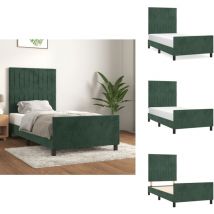 Cadre de lit sans matelas vert foncé 80x200 cm velours - Cadre De Lit - Lit Double - Lit Avec Têted'appui - Tête De Lit Réglable - Literie