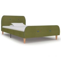 Cadre de lit sans matelas vert tissu 90x200 cm