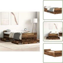 Cadre de lit sans matelas vieux bois 100x200 cm bois ingénierie - Cadre De Lit - Cadres De Lit - Meuble De Chambre - Lit