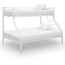 Bonnevie - Lit adulte Contemporain Cadre de lit superposé Blanc Métal 140x200 cm/90x200 cm 50414