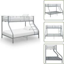 Cadre de lit superposé sans matelas gris 140x200 cm/90x200 cm - Lit Superposé - Lit Enfants - Lit Double - Cadre Lit - Meubles Enfants