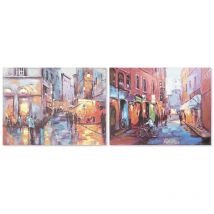 Dkd Home Decor - Tableau 120 x 3 x 90 cm rue loft (2 pièces)