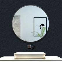 Ocean Cadre en aluminium mat noir miroir rond + suspendu horizontalement 8080cm