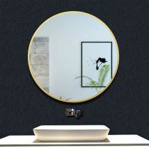 Ocean Cadre en aluminium mat doré miroir rond + suspendu horizontalement 6060cm
