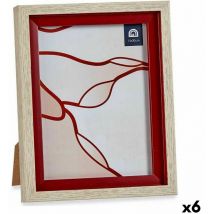 Giftdecor - Cadre photo de 18.8 x 2 x 2 x 24 cm verre rouge bois brun plastique (6 pièces)