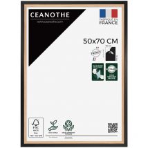 Ceanothe - Cadre Photo Noir et Bois - Cadre pour Photo 50x70 cm et 70x50 cm convient au A2 et Affiche Poster – Fabriqué en France – Cadre Photo