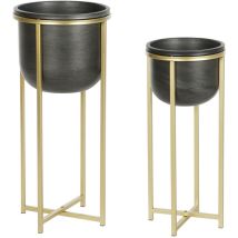 Dkd Home Decor - Set de jardinières de la Marca, Colour Black, de Metal (28.5 x 28.5 x 65.5 centimètres)