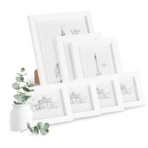 Casa Chic - Cadre photo - chalcot by Blumfeldt - lot de 7 - 3 tailles - bois véritable - blanc