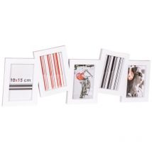 Cadre photo multivues Miami blanc 5 photos 10x15 cm, en résine plastique - marque française
