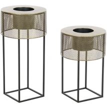 DKD Home Decor Set de jardinières de la Marca, Couleur Noir, de Métal (33 x 33 x 67 centimètres)