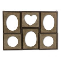 Cadre Photo Retro 6 Photos Horizontal Bois 51x2.5x36cm - Marron - Décoration d'Autrefois