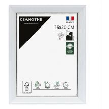 Ceanothe - Cadre Photo Blanc 15x20 cm et 20x15 cm - Convient au A5, A6 et Carte Postale - Nez biseauté en argent patiné - Cadre Photo Vittoria Bois