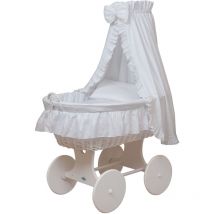 Landau/berceau bébé complet, beaucoup modèles disponibles:blanc, Cadre/roues peintes en blanc - Waldin