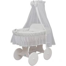 Waldin - Landau/berceau bébé complet, beaucoup modèles disponibles:Cadre/roues peintes en blanc, blanc/blanc