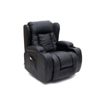 More4homes - caesar 10 in 1 winged leather recliner chair rocking massage swivel heated black