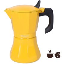 Oroley - Machine à café en aluminium de 6 tasses modèle Petra Couleur moutarde - Manche en bakélite noir - Adaptée inducti