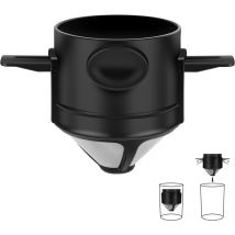 Cyslmuk - Cafetière à verser, filtre à café portable réutilisable en acier inoxydable, mini tasse pliable sans papier, 1 tasse, gobelet à café facile