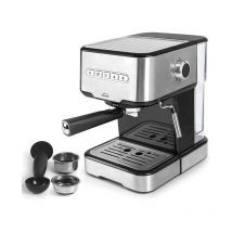 Lacor - Cafetière express avec 2 sorties café et fonction chauffage/moussage du lait, adaptée au café moulu et aux capsules