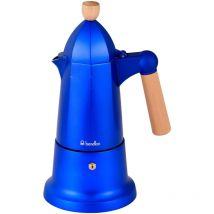 Rainbow / Cafetière italienne / 6 tasses / En aluminium / Poignée et bouton en bois de hêtre / Cafetière manuelle / Toucher doux