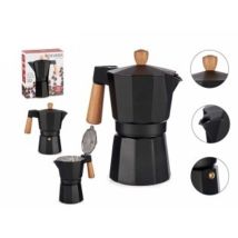 Bigbuy - Arte regal Caffettiera italiana con manico in legno 6 tazze, caffettiera alluminio, induzione, fuoco, piano cottura in vetroceramica
