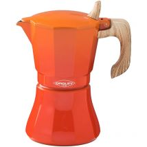 Macchina da caffè in alluminio da 6 tazze, modello Oroley Petra', colore arancio.