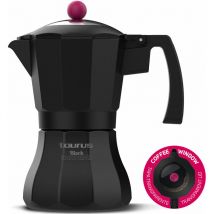 Taurus - Caffettiera Moka caffè con Coperchio Trasparente black moments da 6 Tazze