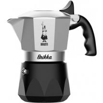 New Brikka 2023, Moka pot, la seule cafetière capable de faire un expresso crémeux, 2 tasses, Aluminium et Noir (7327) - Bialetti