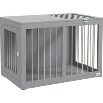 Pawhut - Cage chien intérieure niche pour chien 2 portes verrouillables 80 x 50 x 56,5 cm gris