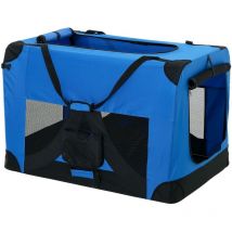 Cage de transport pour chien box chenil polyester pliant taille m bleu