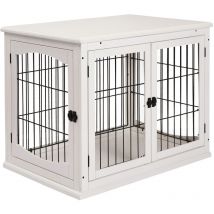 Pawhut - Cage pour chien animaux cage en bois mdf classe E1 3 portes verrouillables max. 30 Kg dim. 81L x 58l x 66H cm blanc noir