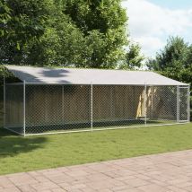 Maisonchic - Cage pour chien, Enclos Parc Cage pour chiens avec toit et porte gris 6x2x2 m acier galvanisé RG3Q12115 design in