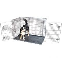 Cage pour chien Fortressoo2XL, caisse de transport pour grand chien 122x75x84cm, pliable, 2 portes, plateau amovible, utilisation interieur Paitsy