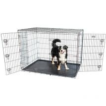 Cage pour chien Fortressoo3XL, caisse de transport pour grand chien 137x94x114cm, pliable, 2 portes, plateau amovible, utilisation interieur Paitsy
